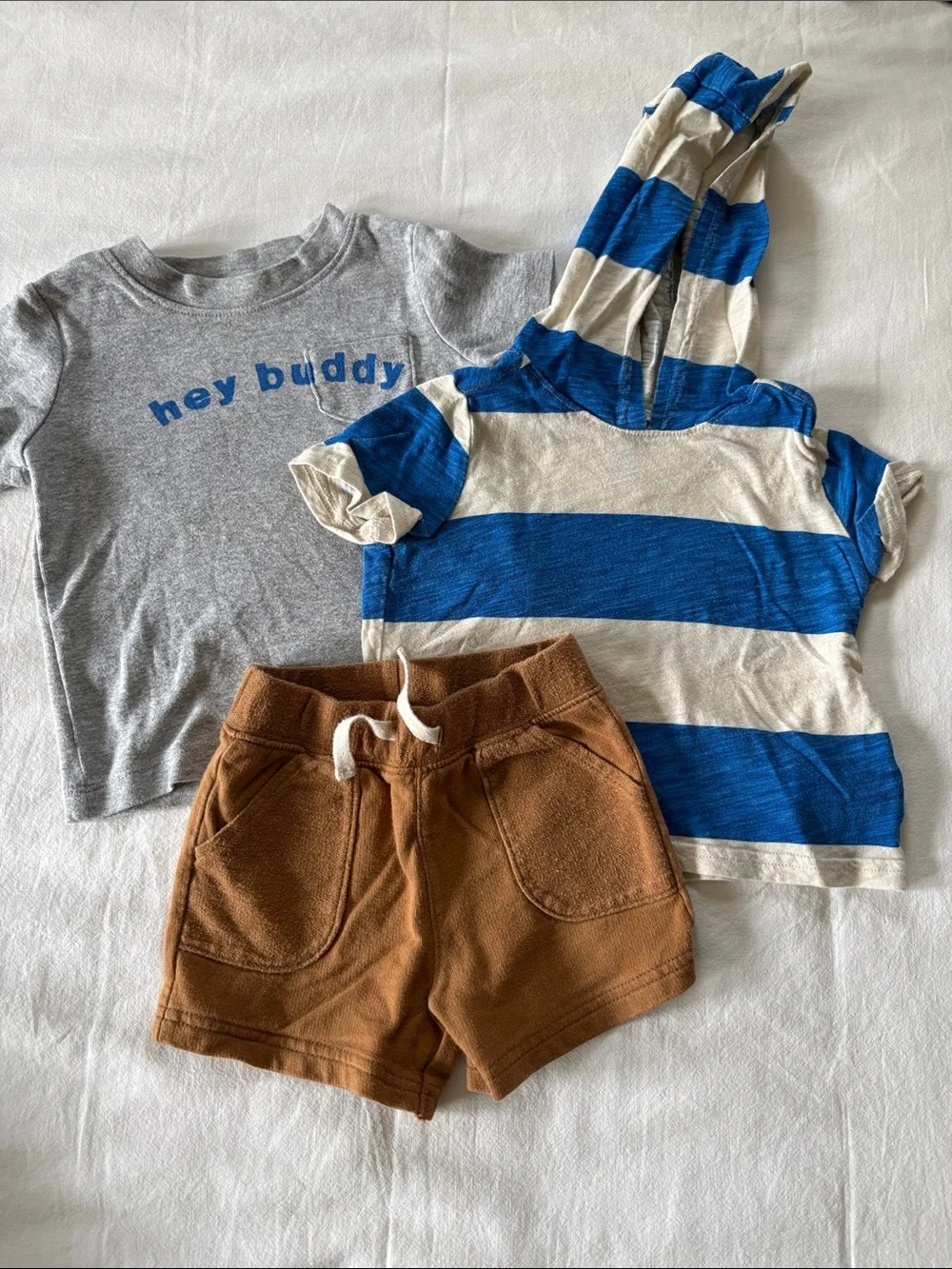 12m baby boy clothing bundle. 3 pair pajamas, 5 outfits, 2pairs pants, 1swimsuit
